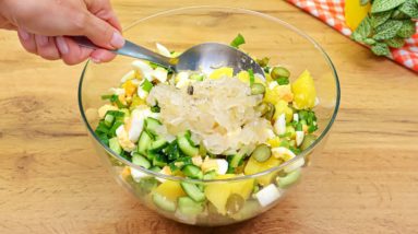 Der leckerste deutsche Salat! Ich werde nie müde, diesen Salat zu essen! Rezept für Berliner Salat