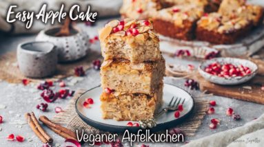 Schneller Apfelkuchen vom Blech - Vegan, Einfach, Saftig - Das Beste Rezept ohne Ei wie von Oma!