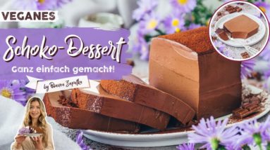 Schoko-Pudding-Kuchen ♡ schnell & einfach ohne Backen ♡ 5 Minuten Dessert mit 4 Zutaten ♡ Vegan ♡