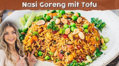 Nasi Goreng mit Rührtofu und Gemüse ♡ Indonesischer gebratener Reis ♡ Schnelles Veganes Rezept