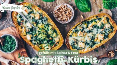 Spaghetti-Kürbis mit Spinat und Feta Rezept - Einfach, Vegan & Lecker!