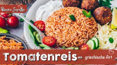 Griechischer Tomatenreis wie im Restaurant (schnell & einfach)