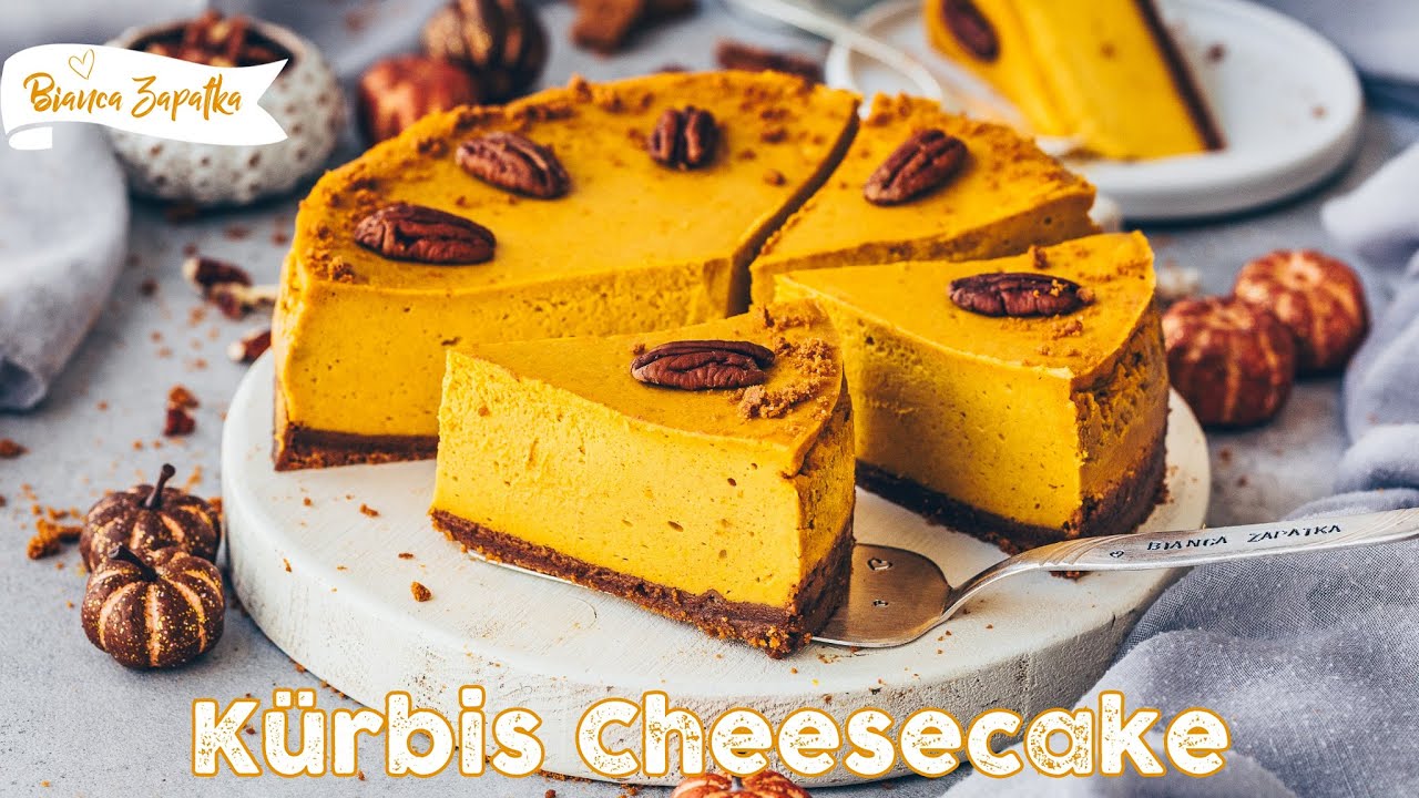Veganer Kürbis Cheesecake - New York Style Käsekuchen ohne Ei - Vegane ...