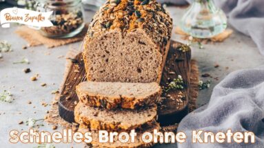 Schnelles 5 Minuten Brot ohne Hefe backen - Das Beste & einfachste Rezept mit Vollkorn und Körnern