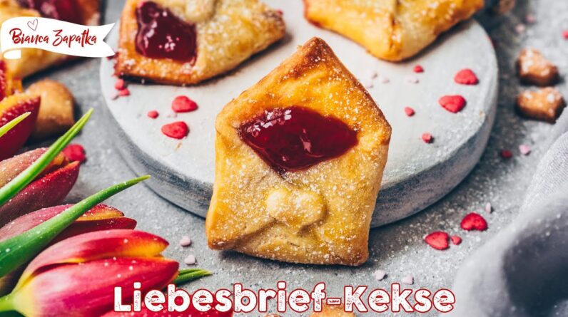 Liebesbrief-Kekse zum Valentinstag - Plätzchen mit Marmelade backen (Einfach & Vegan)