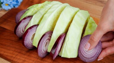 Cabbage with onions is tastier than meat! Very delicious, simple and quick recipe! ASMR