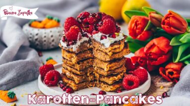 Karottenkuchen Pfannkuchen ♡ Frühstücks-Rezept ♡ Vegane Pancakes mit Apfelmus und Möhren 🥕