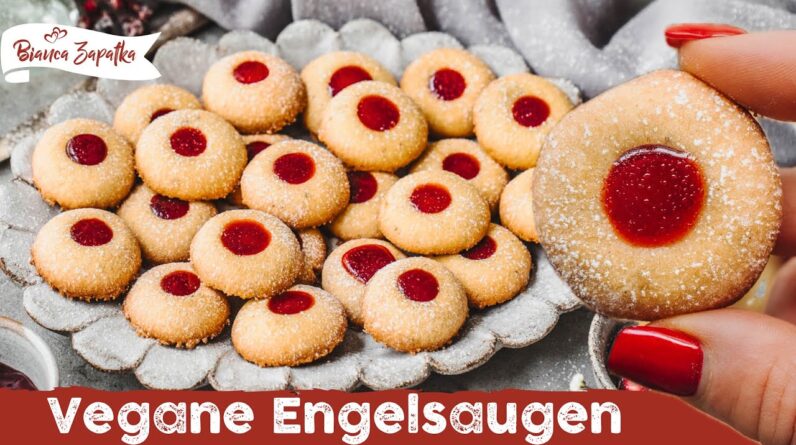 Engelsaugen Rezept - die besten Plätzchen backen ☆ einfache vegane Weihnachtskekse mit Marmelade